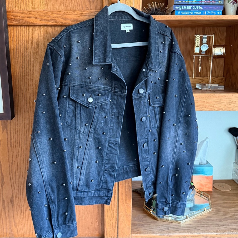 superdown Black Studded Jean Jacket - image 1